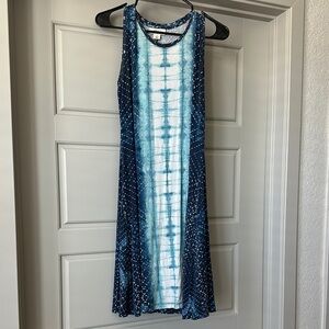 Blue Tie-Dye Sleeveless Dress